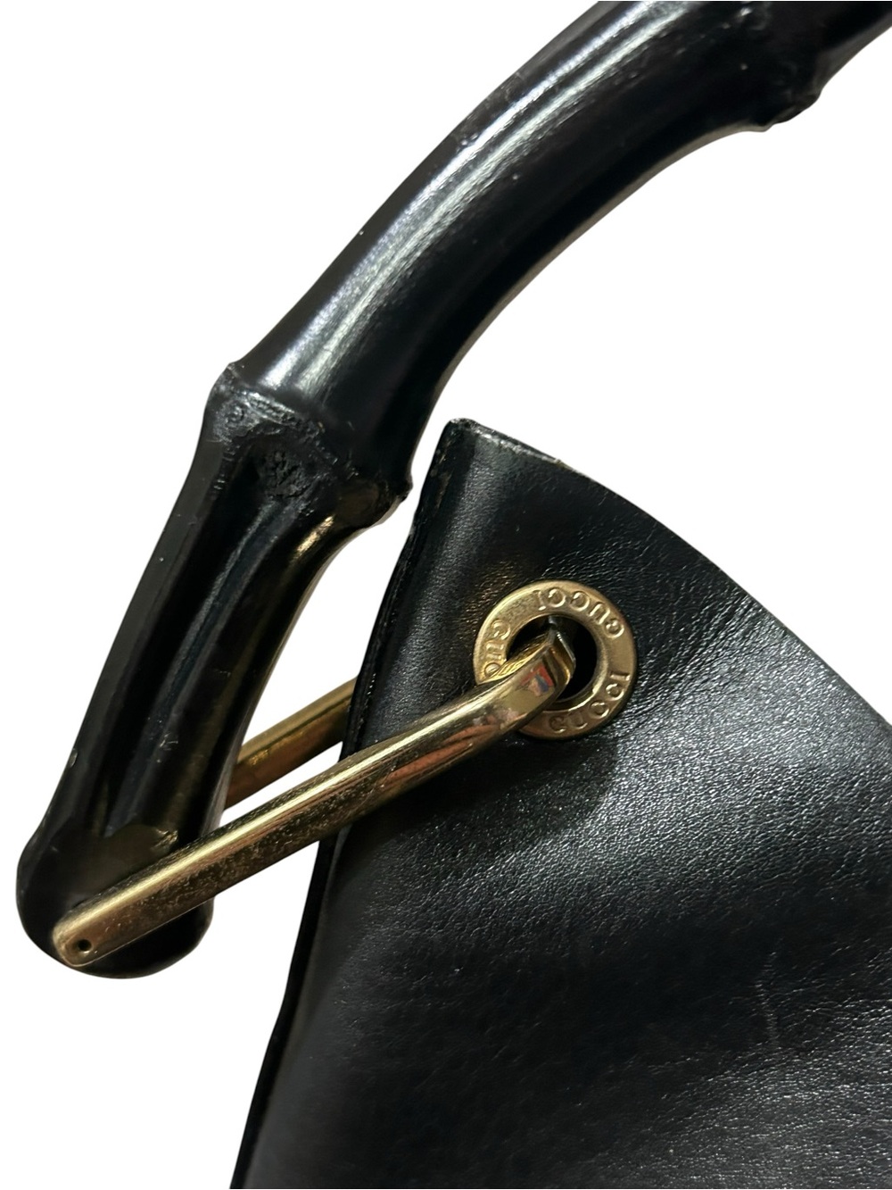 GUCCI Diana Black Bamboo Top Handle Hobo Bag Tom Ford Era Leather MATCHING POUCH - Picture 9 of 14